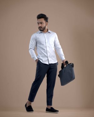 Tejor man silver jacquard formal shirt